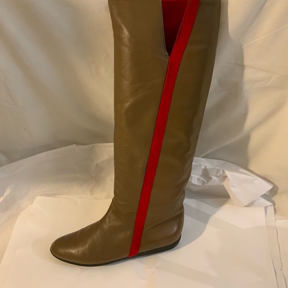 Ann Klein tall boots brown red size 6.